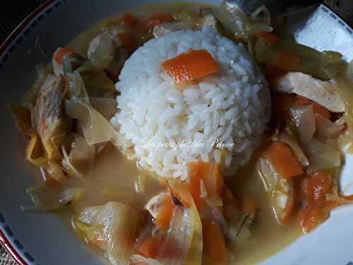 Emincé de poulet et sa nage de légumes