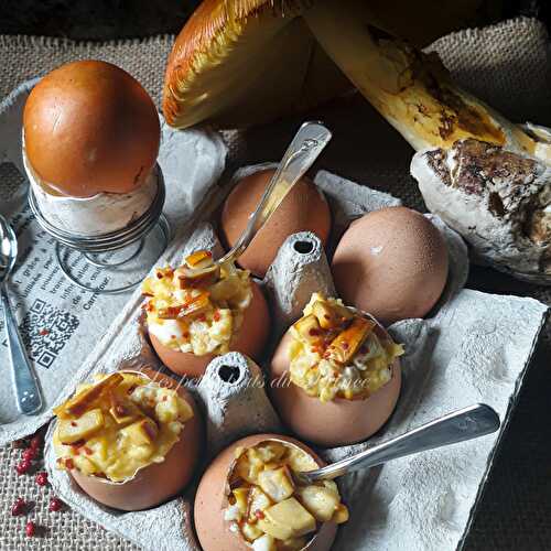 Brouillade d'œufs et d'oronge, servie en coques