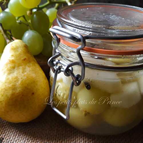 Conserve salade de fruits poire et raisin au sirop