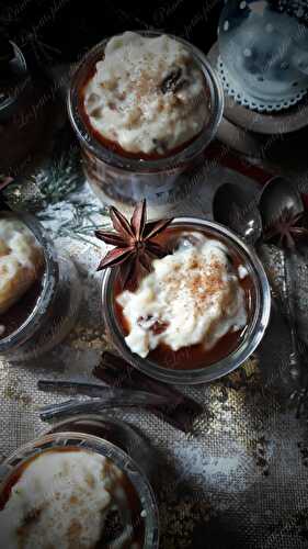 Riz au lait de noël, sauce caramel beurre salé et cannelle