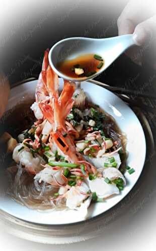 Steamed shrimps with glass noodles (crevettes à la vapeur et cheveux d'ange) - Nouvel an chinois