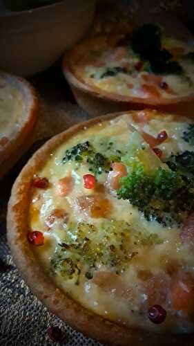 Recette des quiches individuelles, au saumon et brocoli