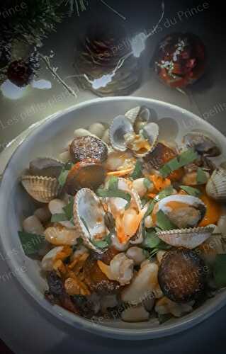 Salade tiède de haricots blancs, coques et chorizo