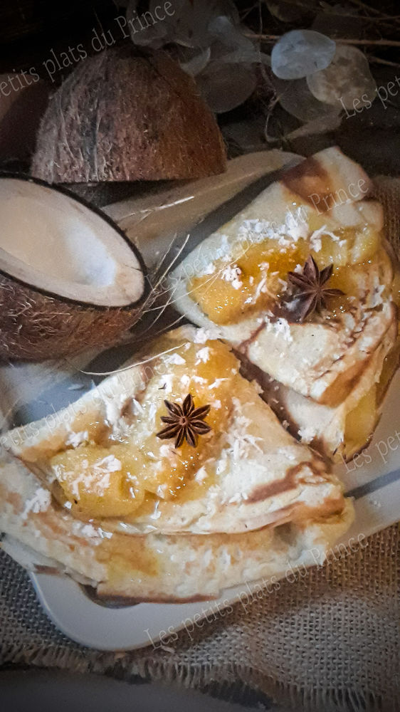 Crêpes façon banane flambées coco