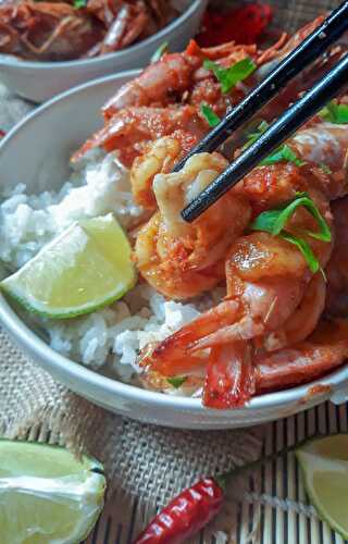 Spicy lemongrass shrimp and coconut rice (crevettes épicées à la citronnelle et riz coco)