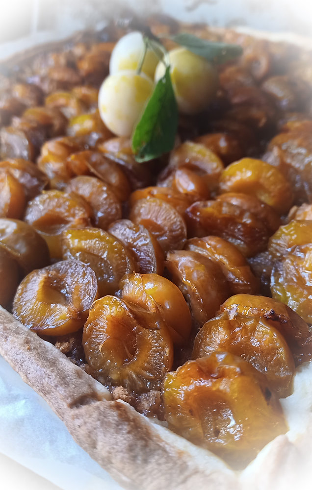 Tarte aux mirabelles et biscuits spéculoos