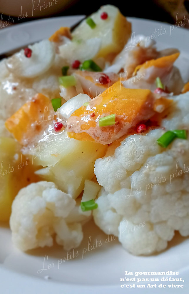 Salade composée bonne santé au haddock, pomme de terre et chou fleur