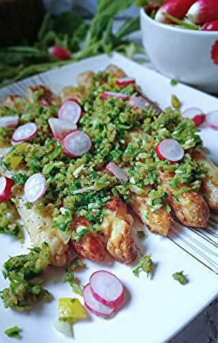 Asperges des Landes Rôties au beurre & Gremolata de Fanes de Radis 