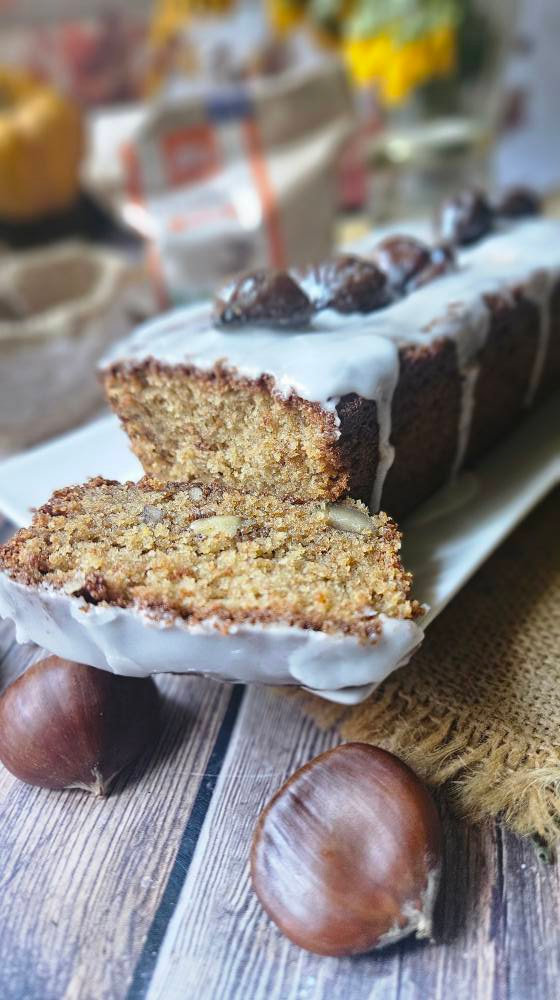  Cake moelleux à la châtaigne, miel de châtaignier et noix croquantes
