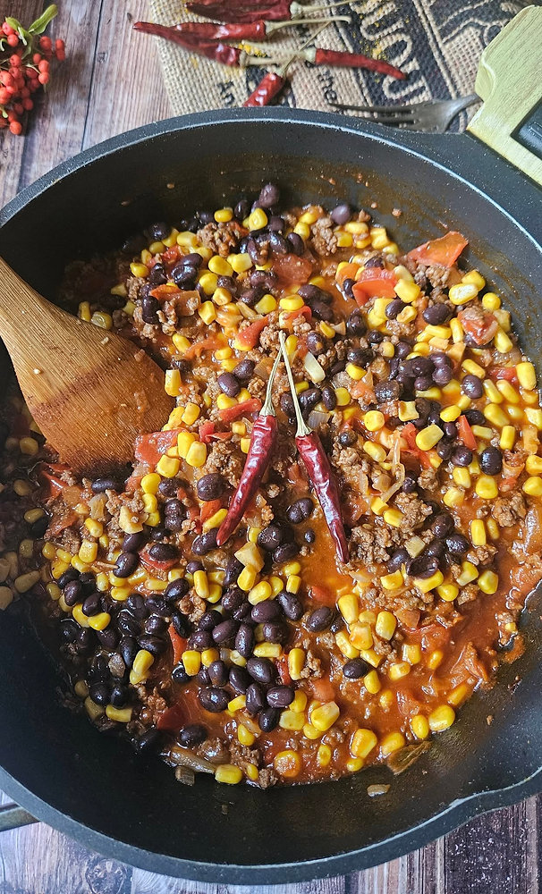  Chili con carne anti-gaspi aux haricots noirs et maïs