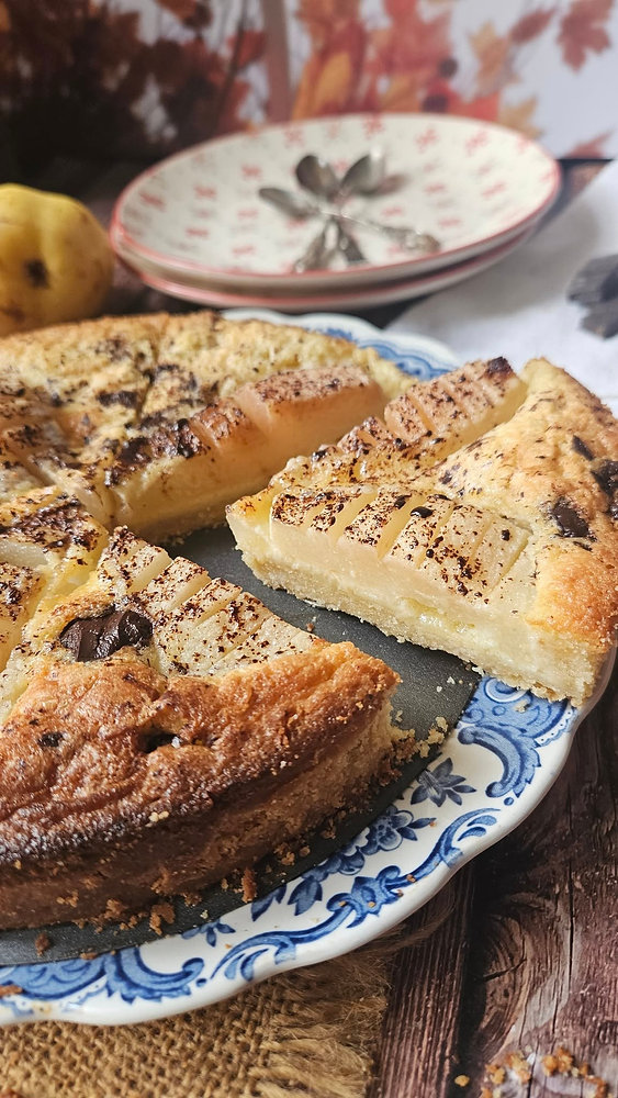  La version rustique : tarte amandine poire et chocolat sur pâte sablée
