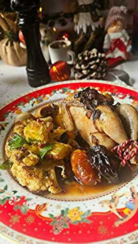 Cailles farcies aux fruits secs & pavés de chou-fleur rôtis : un réveillon tout en douceur