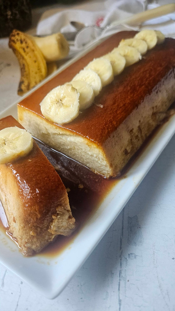  Flan banane–coco au caramel brun
