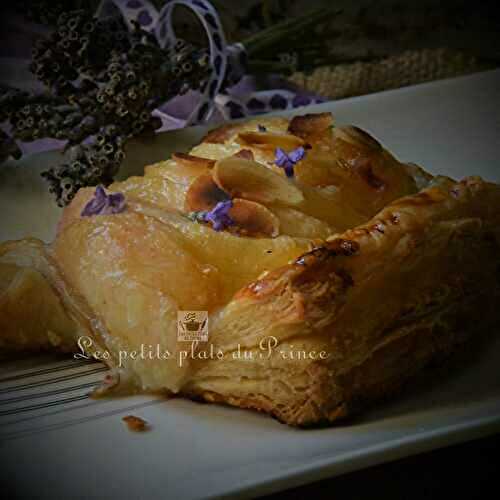 Tartelettes feuilletées pêche–lavande