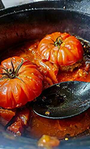 Tomates farcies en cocotte (sans four, spécial été & grosses tomates)