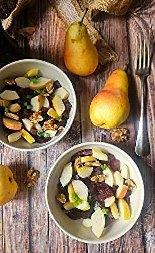 Salade betterave, poire & noix