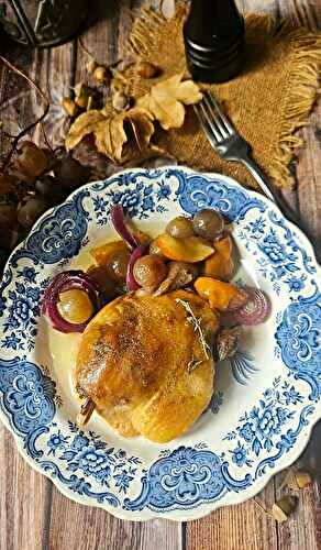 Cuisses de canard confites aux saveurs d'automne : raisins, pommes et oignons rouges
