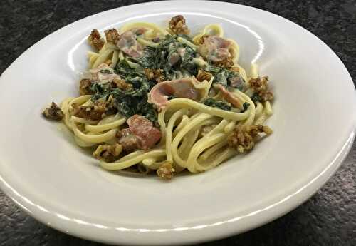 Linguines de chou kale crémeux au jambon fumé  - Cuisiner à ma façon