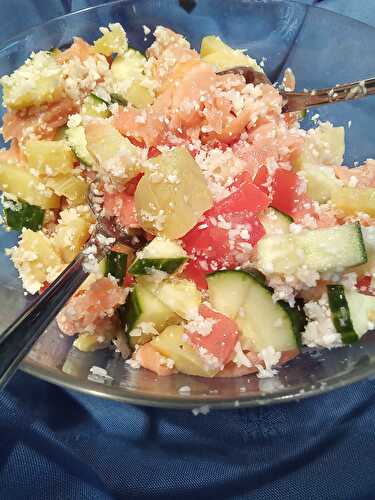7💚3💙0💜 salade de chou-fleur au saumon (de Mymie) - MaMymie en Cuisine 