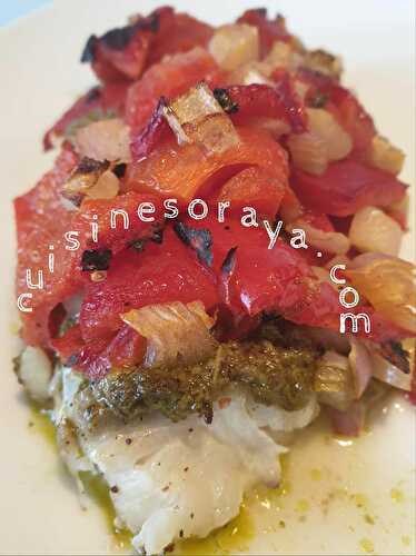 Filet de poisson au pesto et poivron grillé