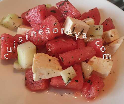 Salade de pastèque, concombre et feta