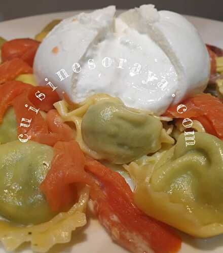 Tortellini au saumon et burrata express