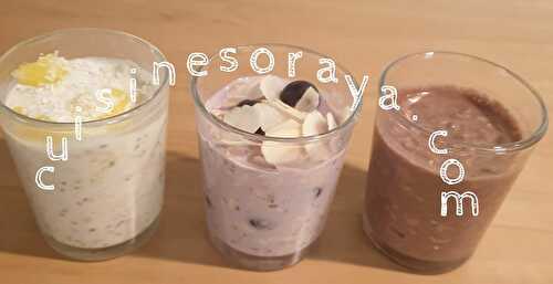 Trois Porridges du lendemain : Pina colada - Myrtilles - Chocolat/Banane