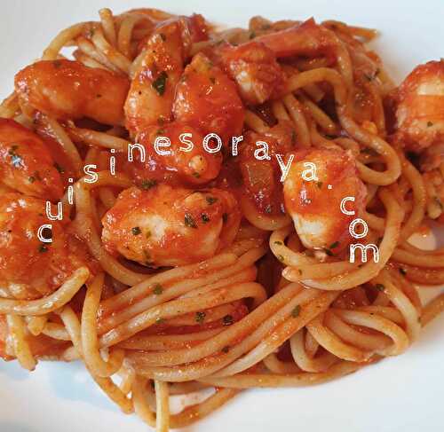 Spaghettis aux crevettes - cuisinesoraya.com
