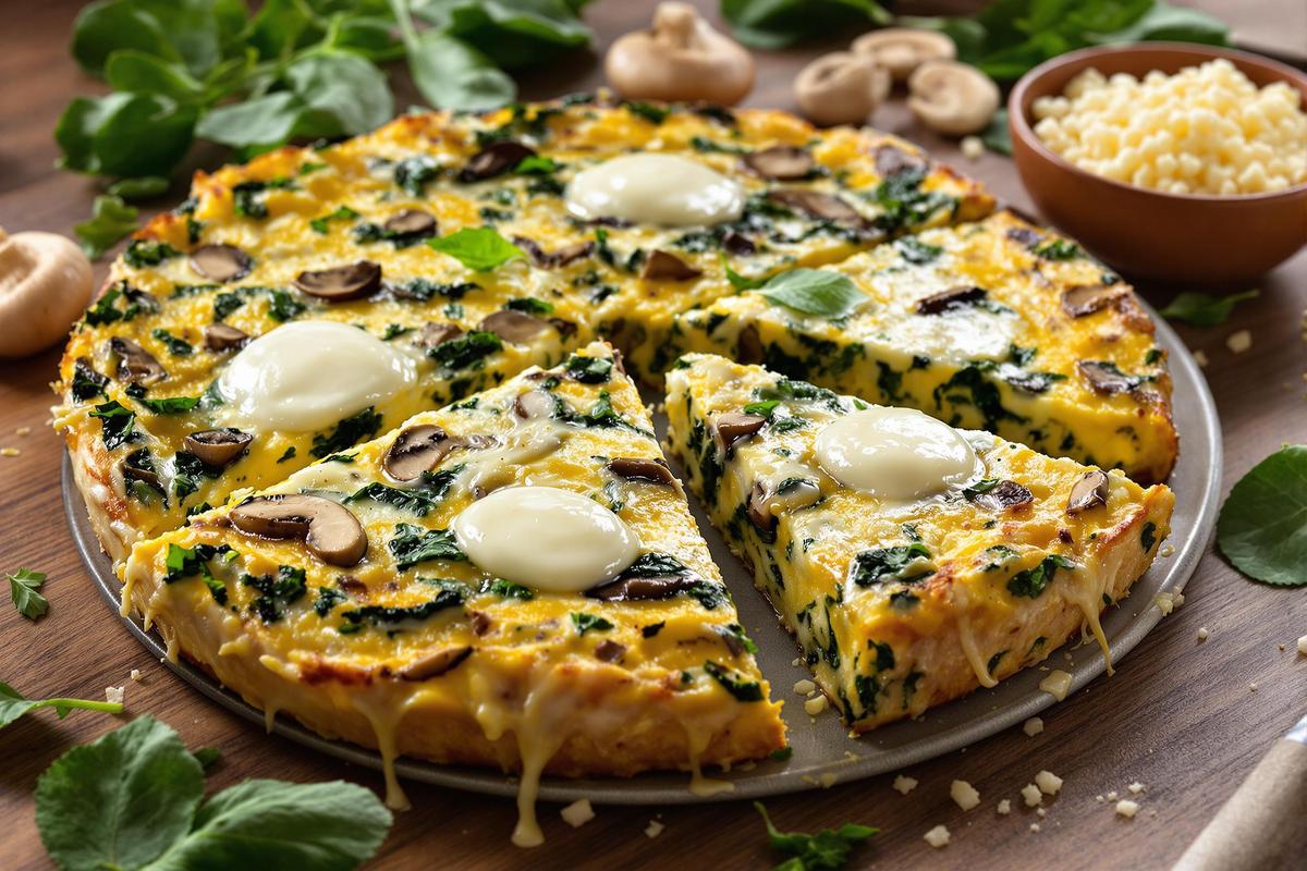 Frittata gourmande aux champignons, épinards et mozzarella : la recette saine qui régale tout le monde