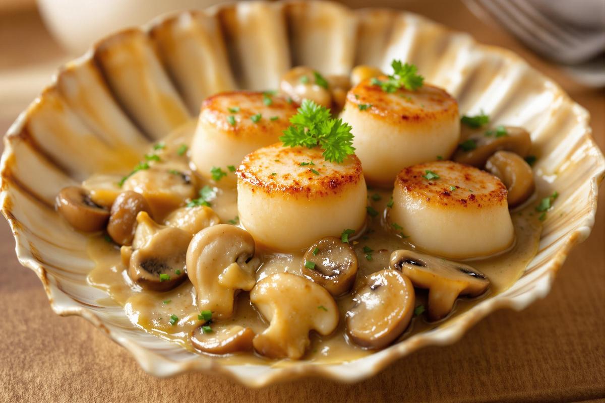 Coquilles Saint-Jacques à la Bretonne Champignons