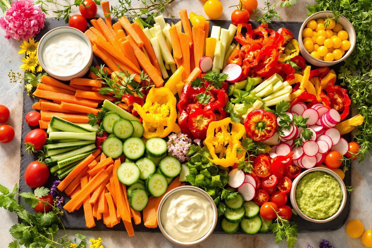 Présentation décoration plateau de crudités
