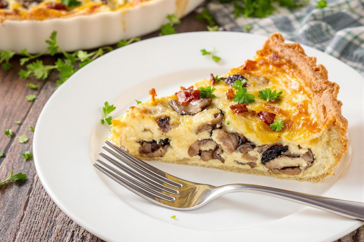 Recette de quiche aux lardons et champignons : fondante, dorée et ultra facile