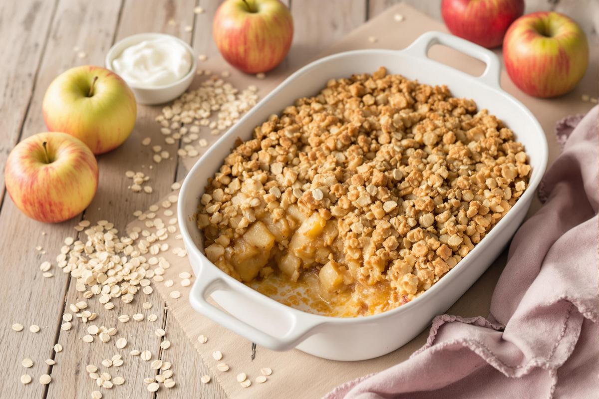 Une version allégée et savoureuse du crumble aux pommes sans beurre à tester absolument