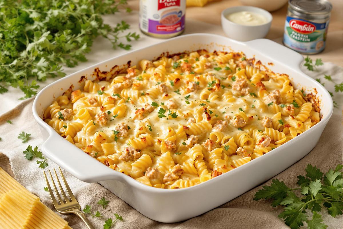Gratin de pâtes au thon express