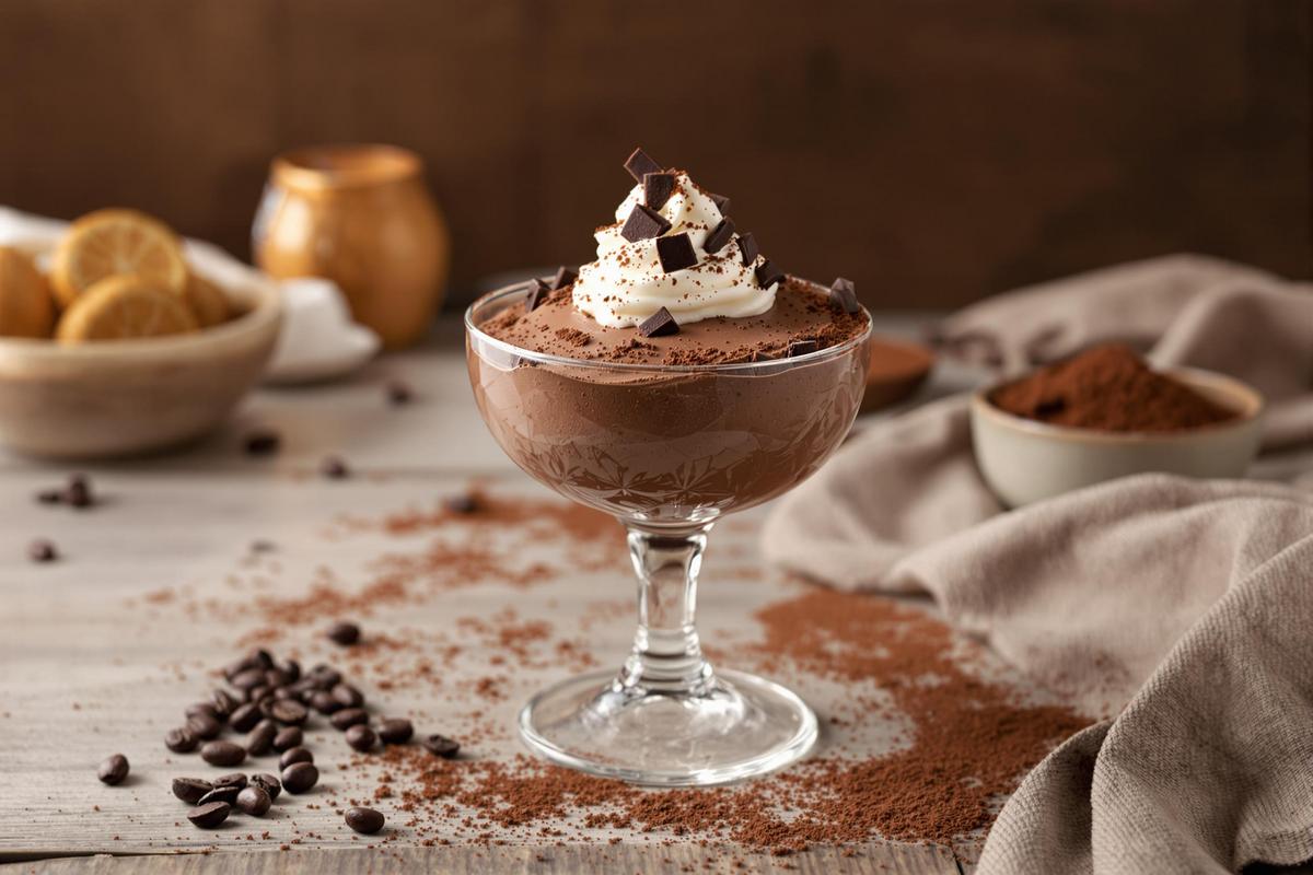 Mousse au chocolat avec du chocolat en poudre