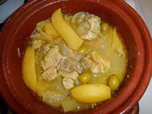 Cocotte de porc au citron et olives vertes