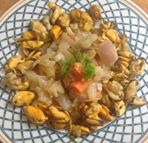 Confit de fenouil à l’orange et ses moules de Bouchot en vinaigrette au curry