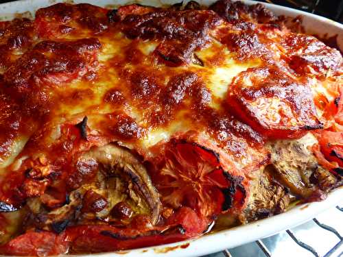 Gratin d’aubergines, tomates et mozzarella