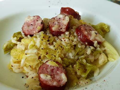 Risotto au chou et saucisse montbéliard