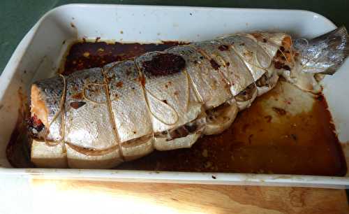 Saumon farçi aux tomates confites et champignons