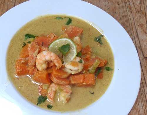 Soupe de patates douces aux crevettes