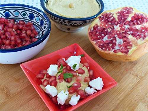 Houmous, fêta et grenade