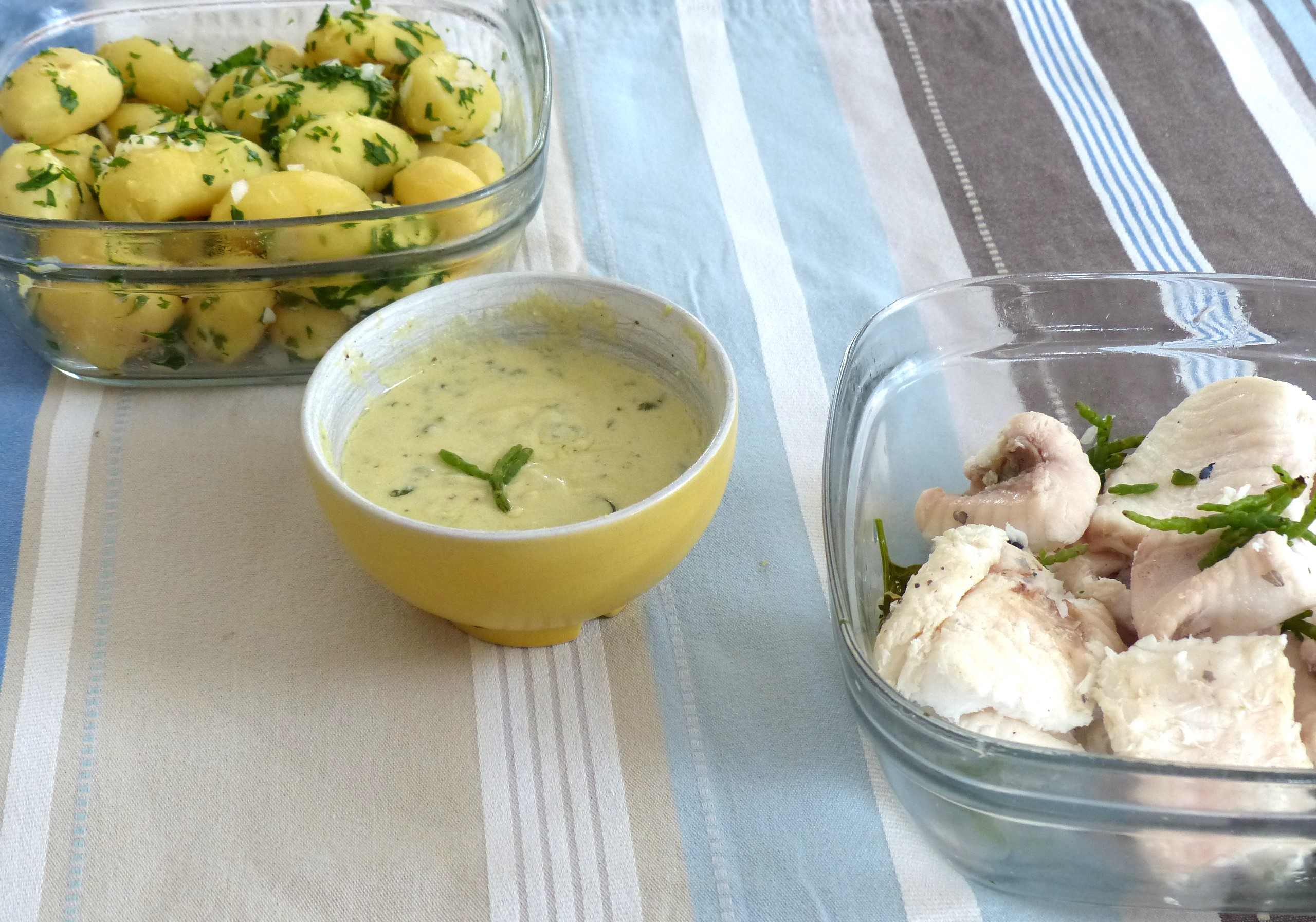Poisson  froid et sauce tartare à la salicorne