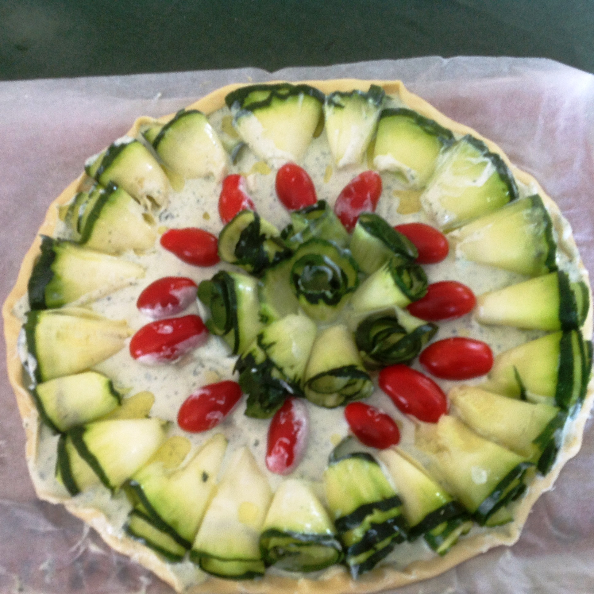 Tarte courgette, ricotta, basilic