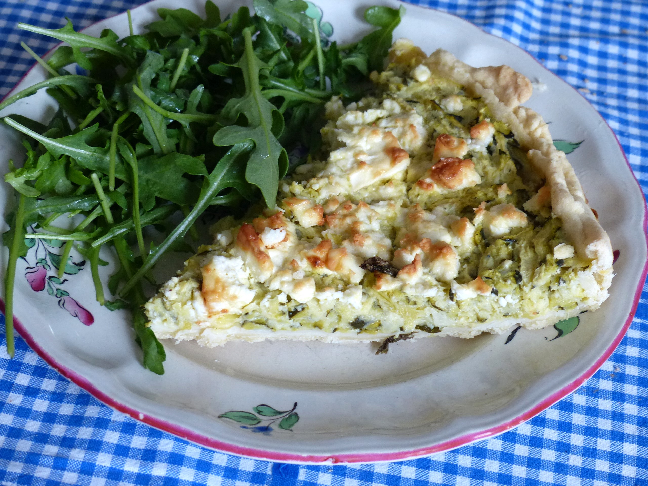 Tarte à la courgette, menthe et féta