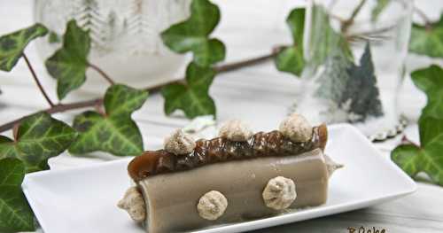 Entremet végétalien façon bûche Mont Blanc