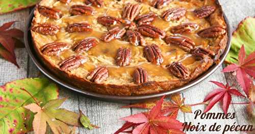 Gâteau très moelleux pommes-noix de pécan et caramel végétal