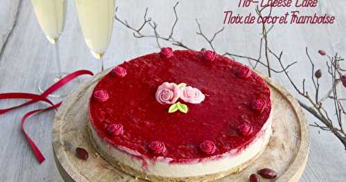 No cheese-cake à la noix de coco et framboise 