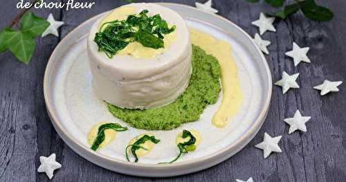 Panna cotta de chou fleur sur pesto de roquette et crème safranée