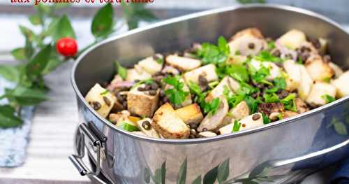 Salade de lentilles béluga aux pommes et tofu fumé